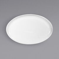 Front of the House SPT063WHP21 Harmony 15 inch x 9 3/4 inch Bright White Coupe Oval Porcelain Plate - 4/Case