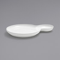 Front of the House DAP051WHP22 Harmony Bento 10 inch Bright White 2-Compartment Round Porcelain Plate - 6/Case