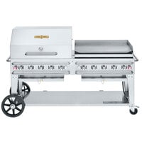 Crown Verity CV-RCB-72RGP-SI50/102 Liquid Propane 72 inch Pro Series Outdoor Rental Grill with Single Gas Connection, 50-100 lb. Tank Capacity, and RGP Roll Dome / Griddle Package