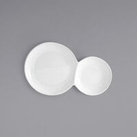Front of the House DBO121WHP23 Harmony Bento 9" Bright White 2-Compartment Round Porcelain Plate - 12/Case