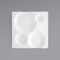 Front of the House DDP051WHP21 Harmony Bento 10 1/2" Bright White 4-Compartment Square Porcelain Plate - 4/Case