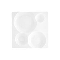 Front of the House Harmony Bento 10 1/2" Bright White 4-Compartment Square Porcelain Plate - 4/Case