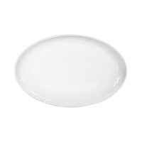 Front of the House Harmony 13" x 8 1/2" Bright White Coupe Oval Porcelain Plate - 4/Case