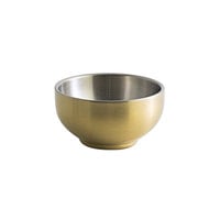 Front of the House DBO068GOS22 Harmony 6 oz. Matte Brass Brushed Stainless Steel Round Double Wall Bowl - 6/Case
