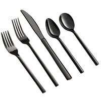 Acopa Phoenix Black 18/0 Stainless Steel Forged Flatware Set with Service for 12 - 60/Case