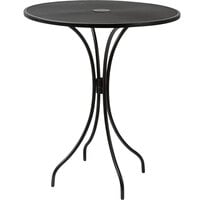 BFM Seating SU36RBL-T Barnegat 36 inch Round Black Steel Outdoor / Indoor Bar Height Table with Umbrella Hole