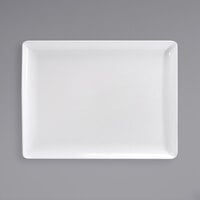 Front of the House BPT039WHP20 Mod 17 inch x 13 inch Bright White Rectangular Porcelain Platter - 2/Case