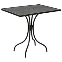 BFM Seating Barnegat 24" x 32" Rectangular Black Steel Outdoor / Indoor Dining Height Table with Umbrella Hole