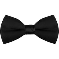 Henry Segal Black 2" (H) x 4" (W) Wide Clip-On Poly-Satin Bow Tie