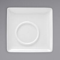 Front of the House DCS032WHP23 Mod 5 1/4 inch Bright White Square Porcelain Saucer - 12/Case
