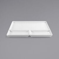 Front of the House DDP072WHP21 Mod 10 3/4 inch Bright White 3-Compartment Square Porcelain Plate - 4/Case
