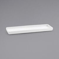 Front of the House SPT014WHP23 Mod 9 3/4 inch x 2 3/4 inch Bright White Rectangular Porcelain Server - 12/Case