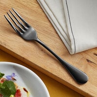 Acopa Vernon Black 6 3/4 inch 18/0 Stainless Steel Heavy Weight Salad Fork - 12/Case