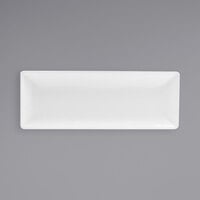 Front of the House DSU009WHP21 Mod 11 1/2 inch x 4 1/4 inch Bright White Rectangular Porcelain Plate - 4/Case