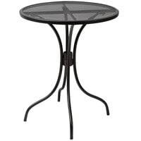 BFM Seating Barnegat 24" Round Black Steel Outdoor / Indoor Dining Height Table