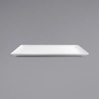 Front of the House SPT065WHP20 Mod 21 inch x 13 inch Bright White Rectangular Porcelain Platter - 2/Case