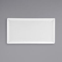 Front of the House DDP066WHP21 Mod 13 inch x 7 inch Bright White Rectangular Porcelain Plate - 4/Case