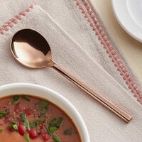 Acopa Phoenix Rose Gold 6 1/4 inch 18/0 Stainless Steel Forged Bouillon Spoon - 12/Case
