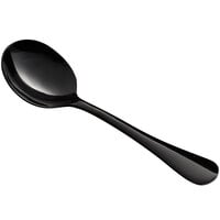 Acopa Vernon Black 6 1/16 inch 18/0 Stainless Steel Heavy Weight Bouillon Spoon - 12/Case