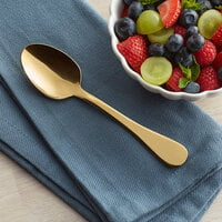 Acopa Vernon Gold 6 1/16 inch 18/0 Stainless Steel Heavy Weight Teaspoon - 12/Case