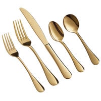 Acopa Vernon Gold 18/0 Stainless Steel Heavy Weight Flatware Set with Service for 12 - 60/Case