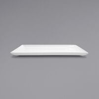 Front of the House DOS004WHP21 Mod 14 inch x 9 1/2 inch Bright White Rectangular Porcelain Plate - 4/Case
