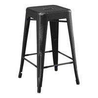Lancaster Table & Seating Alloy Series Distressed Black Outdoor Backless Counter Height Stool