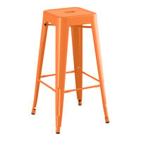Lancaster Table & Seating Alloy Series Orange Outdoor Backless Barstool