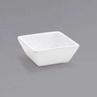 Front of the House DSD026WHP13 Kyoto 4 oz. Bright White Tall Square Porcelain Sauce Dish - 12/Case