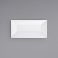 Front of the House DAP012WHP22 Kyoto 9 1/4" x 4 3/4" Bright White Rectangular Porcelain Footed Plate - 6/Case