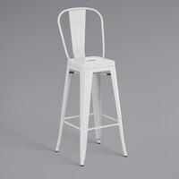 Lancaster Table & Seating Alloy Series White Outdoor Cafe Barstool