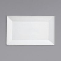 Front of the House DOS015WHP22 Kyoto 14" x 9" Bright White Rectangular Porcelain Plate - 6/Case