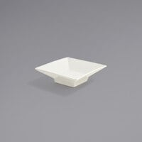 Front of the House DSD024BEP13 Catalyst Kyoto 1 oz. European White Square Porcelain Footed Sauce Dish - 12/Case