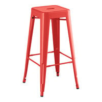 Lancaster Table & Seating Alloy Series Ruby Red Outdoor Backless Barstool