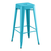 Lancaster Table & Seating Alloy Series Arctic Blue Outdoor Backless Barstool