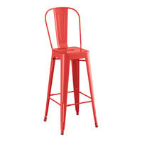 Lancaster Table & Seating Alloy Series Ruby Red Outdoor Cafe Barstool