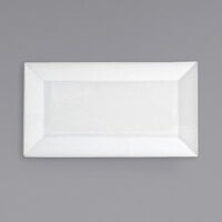 Front of the House DDP000WHP22 Kyoto 13" x 7" Bright White Rectangular Porcelain Plate - 6/Case