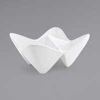Front of the House DBO104WHP20 Kyoto 36 oz. Bright White 4-Compartment Porcelain Pinch Bowl - 2/Case