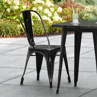 Lancaster Table & Seating Alloy Series Distressed Black Outdoor Cafe Chair