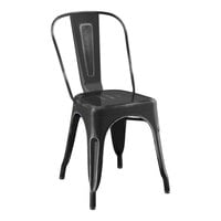 Lancaster Table & Seating Alloy Series Distressed Onyx Black Outdoor Cafe Chair