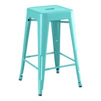 Lancaster Table & Seating Alloy Series Aquamarine Outdoor Backless Counter Height Stool