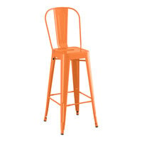 Lancaster Table & Seating Alloy Series Orange Outdoor Cafe Barstool