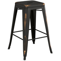 Lancaster Table & Seating Alloy Series Distressed Copper Outdoor Backless Counter Height Stool
