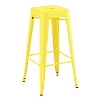 Lancaster Table & Seating Alloy Series Yellow Outdoor Backless Barstool