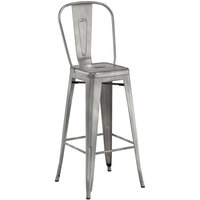 Lancaster Table & Seating Alloy Series Clear Coat Indoor Cafe Barstool
