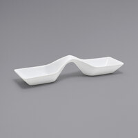 Front of the House FSP011WHP23 Kyoto 3 oz. Bright White 2-Compartment Porcelain Taster Spoon - 12/Case