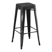 Lancaster Table & Seating Alloy Series Distressed Onyx Black Outdoor Backless Barstool