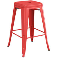 Lancaster Table & Seating Alloy Series Ruby Red Outdoor Backless Counter Height Stool