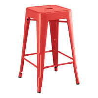 Lancaster Table & Seating Alloy Series Ruby Red Outdoor Backless Counter Height Stool