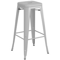 Lancaster Table & Seating Alloy Series Silver Outdoor Backless Barstool